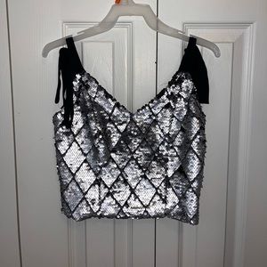 GIANNI BINI sequin party crop top! Sequins are reversible, XS